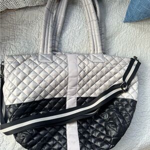 Oliver Thomas Quilted Black and Silver Tote